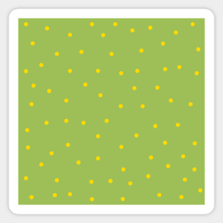 Yellow Polka Dots on Green Background Sticker